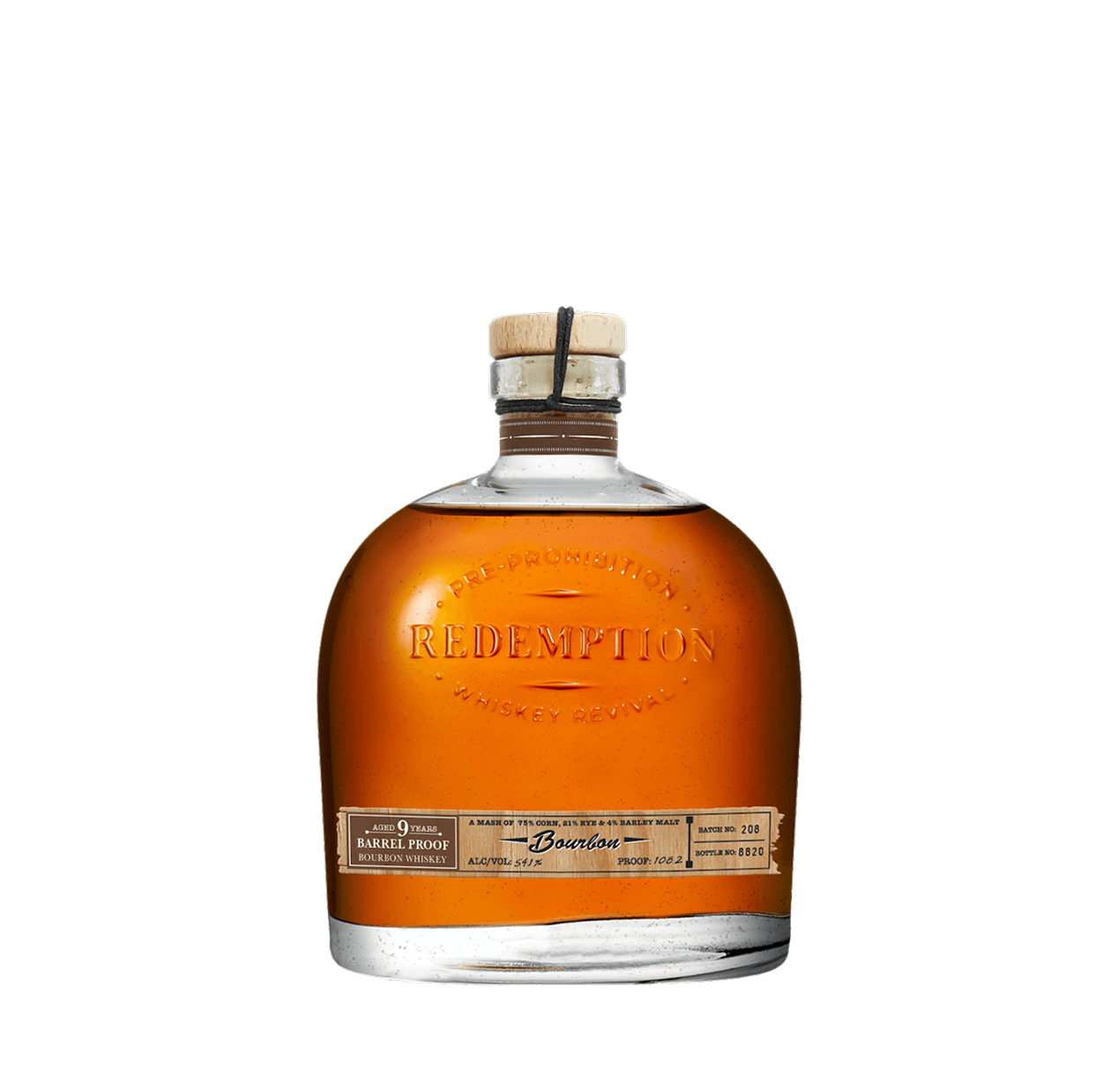 Redemption Whiskey 9 year Bourbon bottle