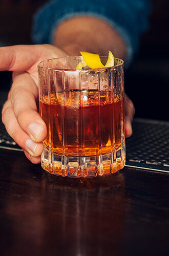 sazerac cocktail being served