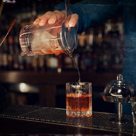 sazerac cocktail being served