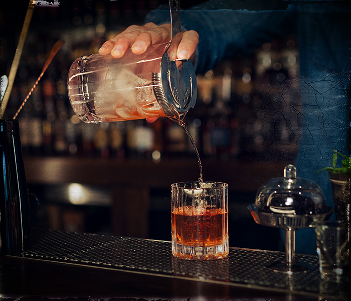 sazerac cocktail being served