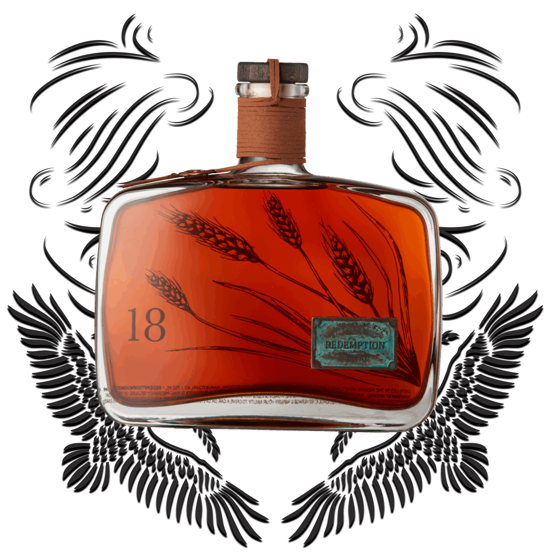 The Ancients. 18 Year old Bourbon with filagree background